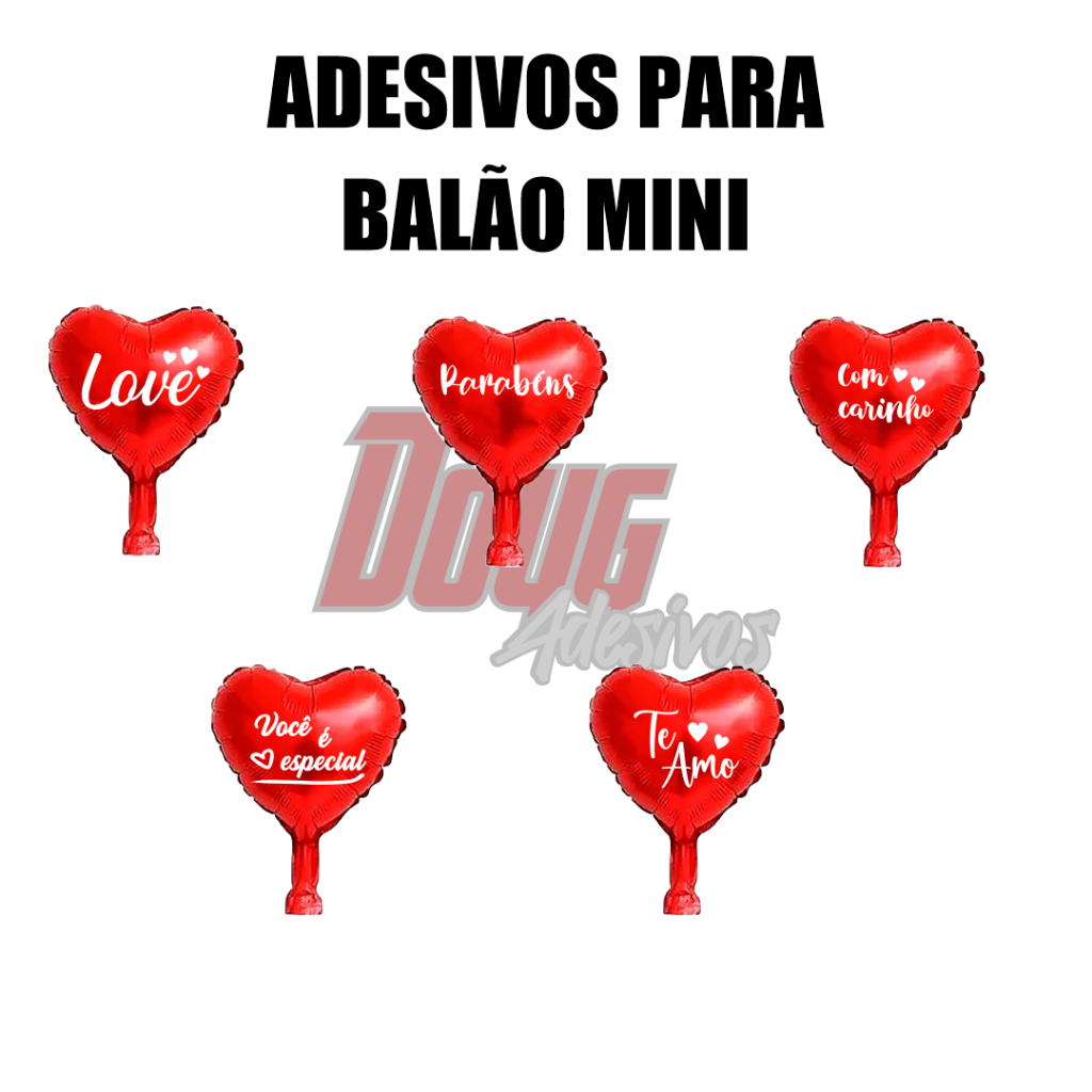 Adesivo balão mini 5 polegadas Te adoro/Te amo/Com carinho/Parabéns/Você é especial/Amor em Oferta na Shopee