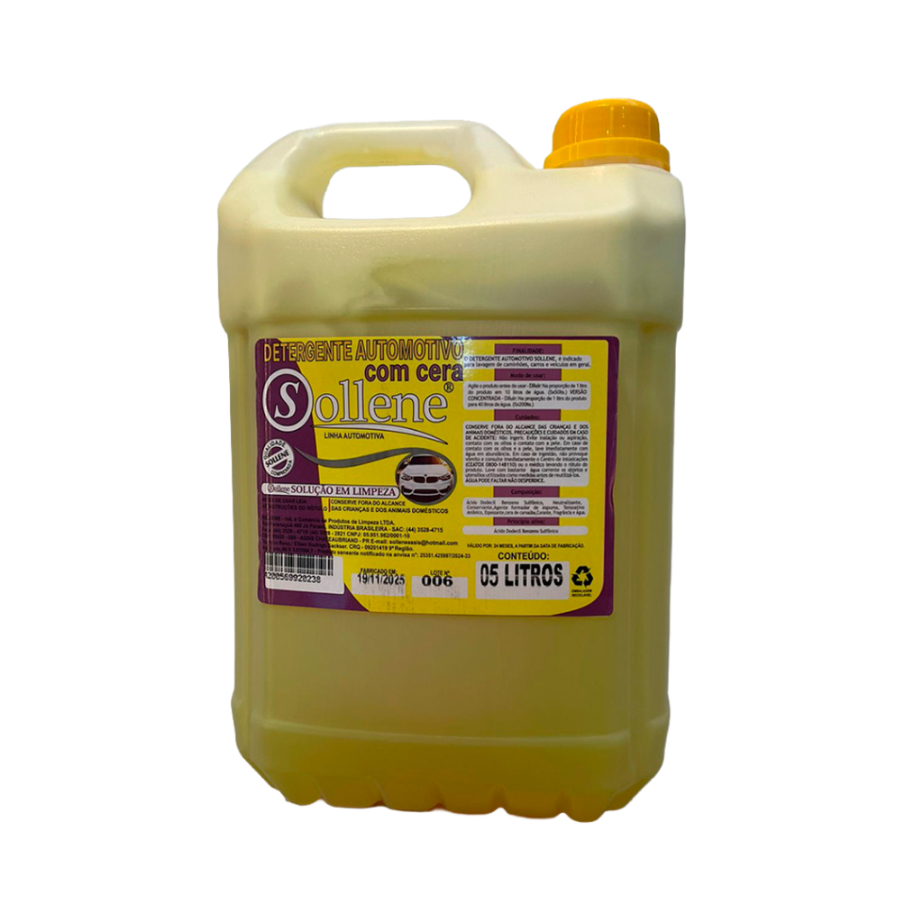 Shampoo Automotivo Cera de Carnauba Detergente Automotivo Cera Sollene Diluição 40/1 5 Litros — R$ 39,90 em Shopee