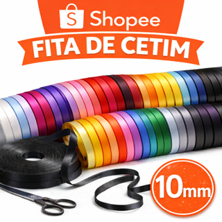 Fita de Cetim 10mm Poliester com 50 Metros em Oferta na Shopee