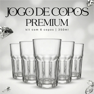 Jogo De Copos Em Vidro Kit 6 Peças Cozinha Água Suco Drink Refrigerante 350ml Mesa Posta Casa Nova em Oferta na Shopee