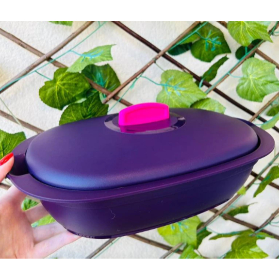 Tupperware Travessa Oval Actualité 1,7 litros Roxa Berinjela Retangular Original Cozinha Organizada