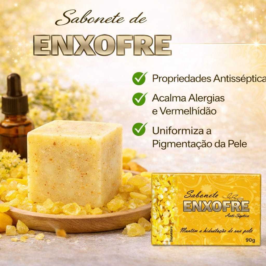 Kit 3 Sabonetes Enxofre 90g – Pele Limpa, Uniforme e Renovada em Oferta na Shopee