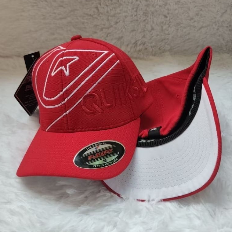 Boné Quiksilver Flexfit Aba Curva Tamanho "M" Adulto Fechado Emb Side Omni Navy