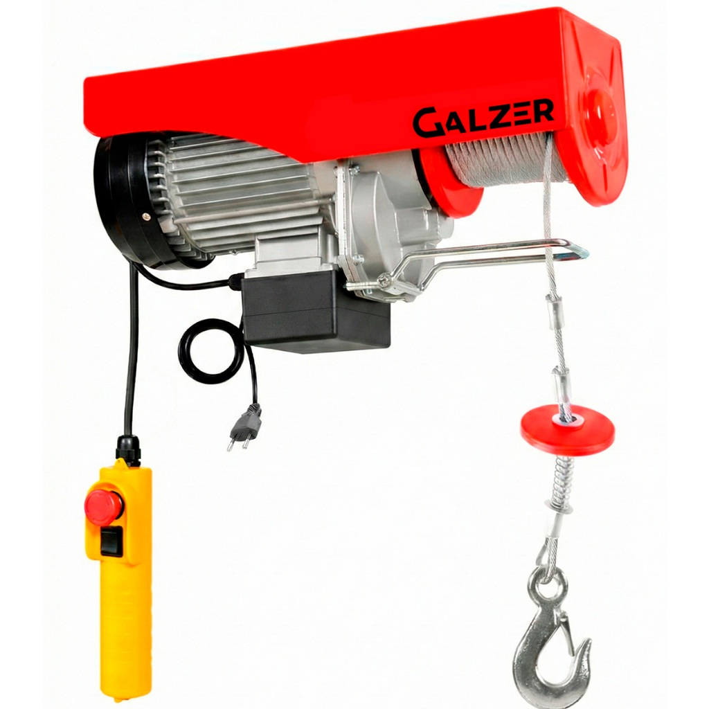 Talha Elétrica 300/600kg Elevação 10m 1500w Guincho Aço Vermelho 220v 1