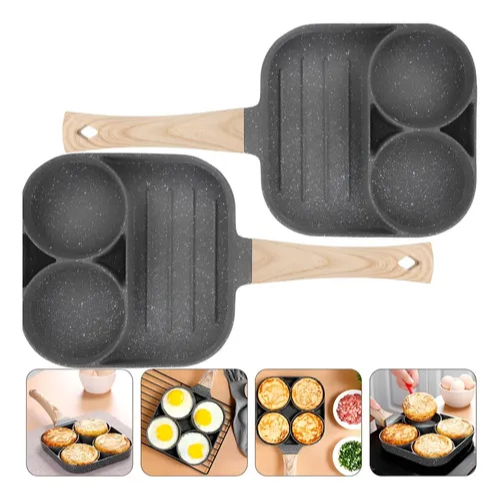 Frigideira Antiaderente 3 em 1 com 2 Divisórias Antiaderente Prática e Durável Para Ovos Panquecas