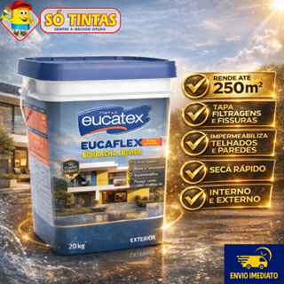 Borracha Líquida Impermeabilizante Eucatex 20kg, Tinta Emborrachada para Parede Interna e Externa em Oferta na Shopee