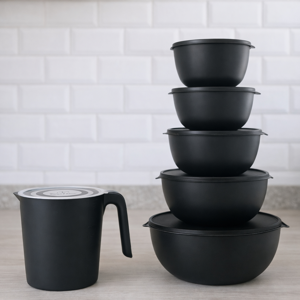 Kit Bowl Pote Plástico Redondo 5 Peças + Jarra 1,8L OU 3 peças, Lava-Louças, Microondas, Freezer