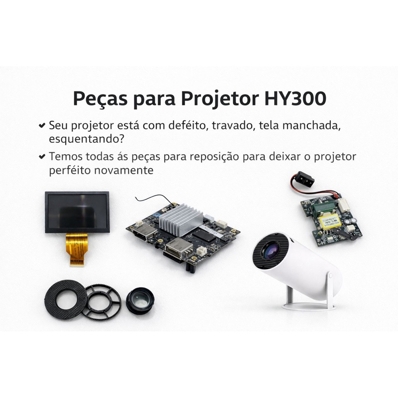 Peças de Reposição para Projetor HY300 - LCD, Placa Mãe, Placa Fonte, Lente e Componentes
