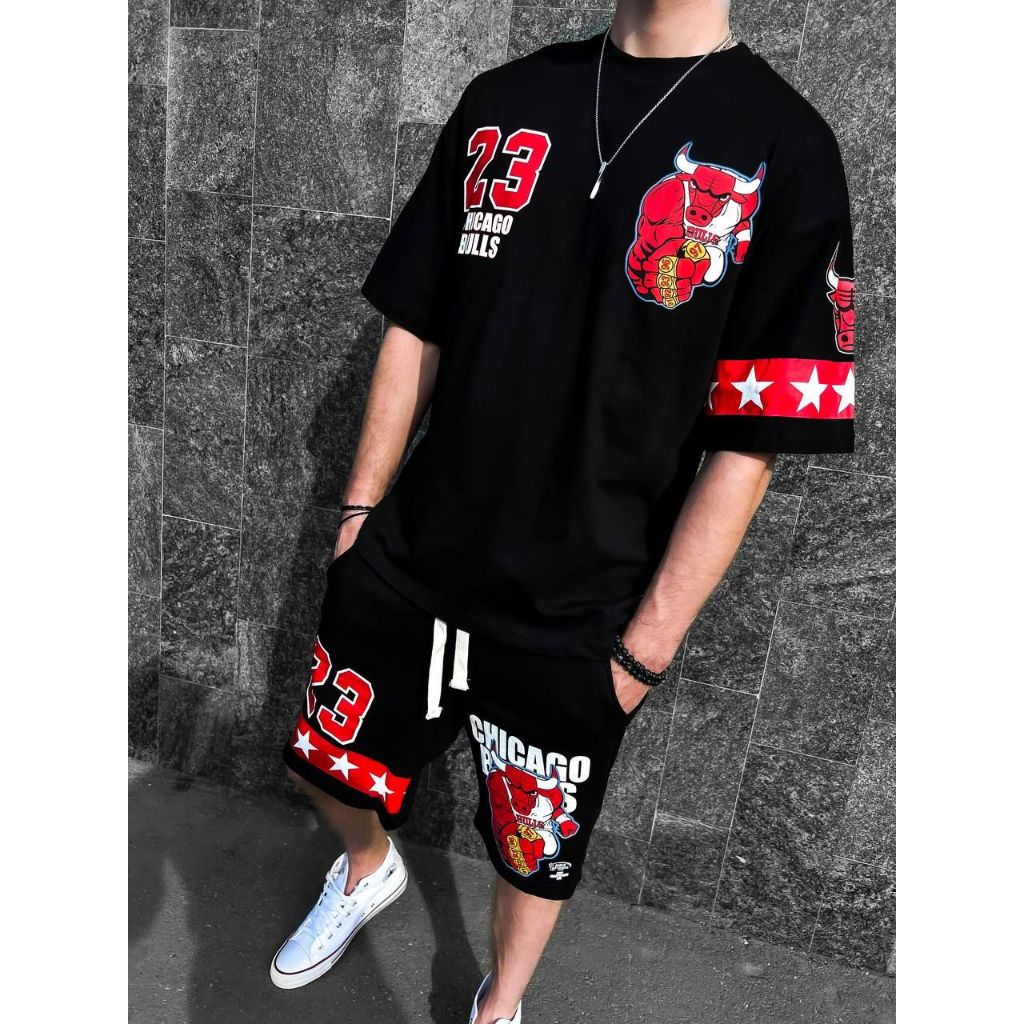 Conjunto Street - Camiseta e Bermuda Oversized  Bls23 Aftersoul P ao GG 100% Algodão