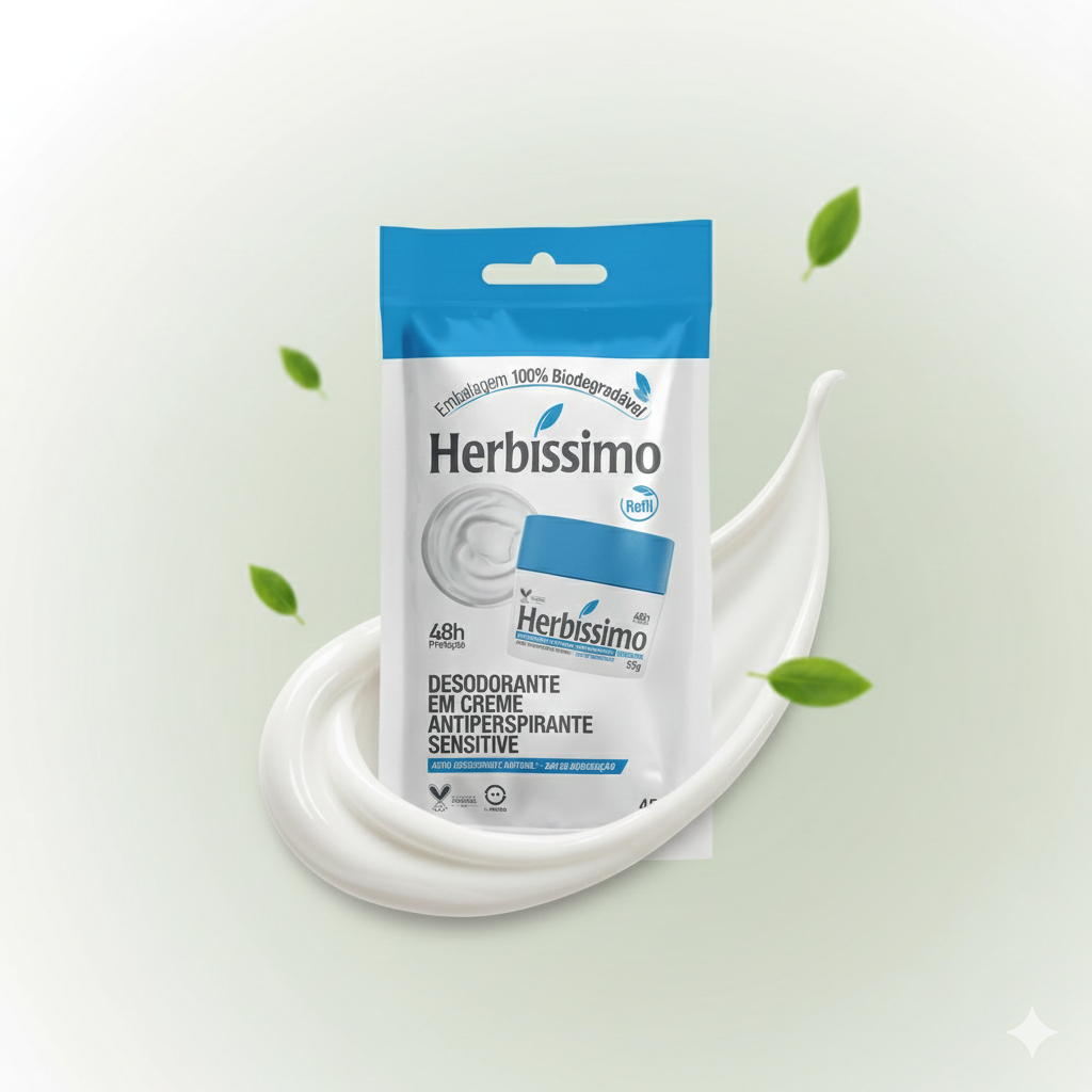Sachê Refil Desodorante Creme Antitranspirante Herbissimo Sensitive 45G
