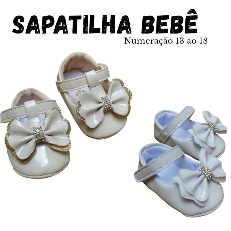 Sapatilha sapatinho bebê infantil menina festa batizado 13 ao 18- LAÇO GLITTER