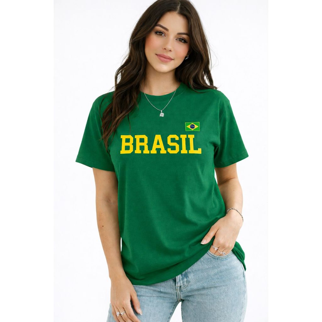 Camiseta Brasil Feminina 100% Algodão Premium Copa Futebol P ao GG