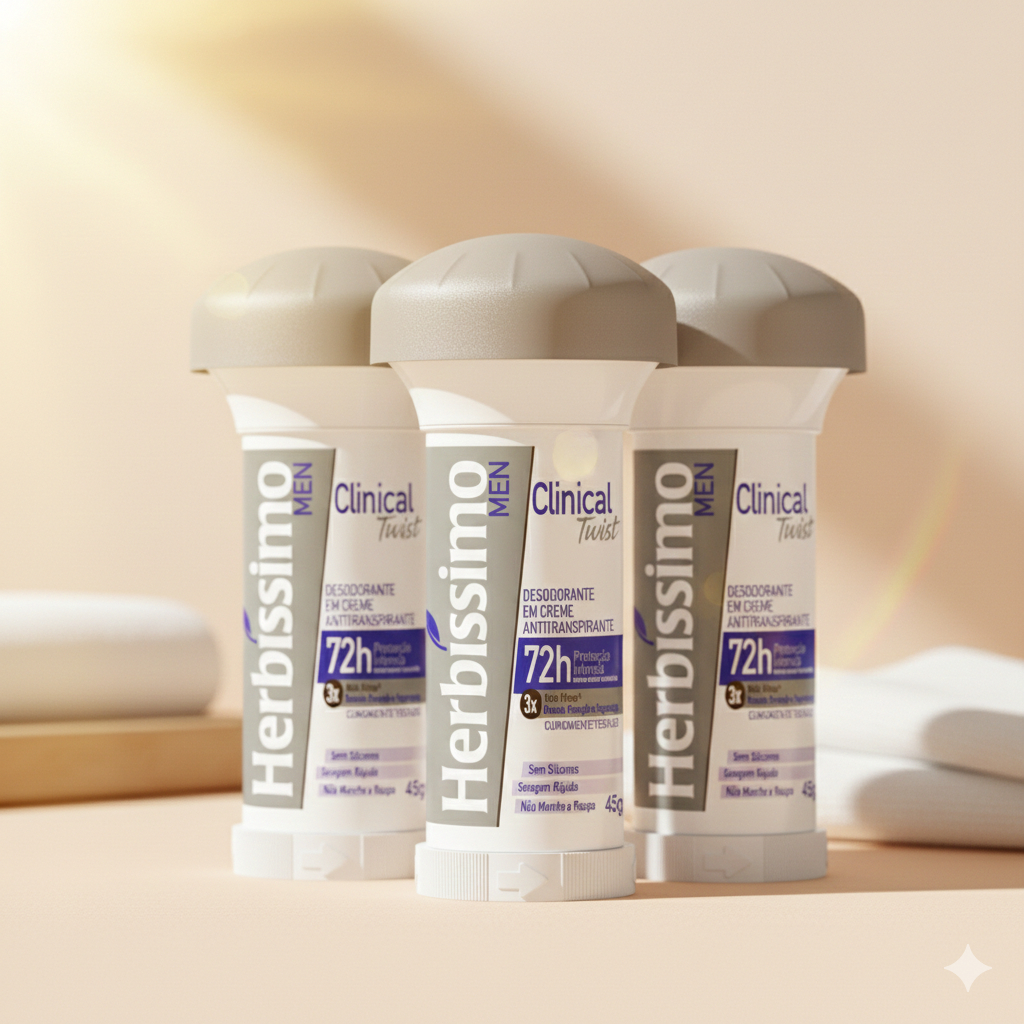 Kit 3 unid - Desodorante Twist Antitranspirante Herbíssimo Clinical Men 45G em Oferta na Shopee