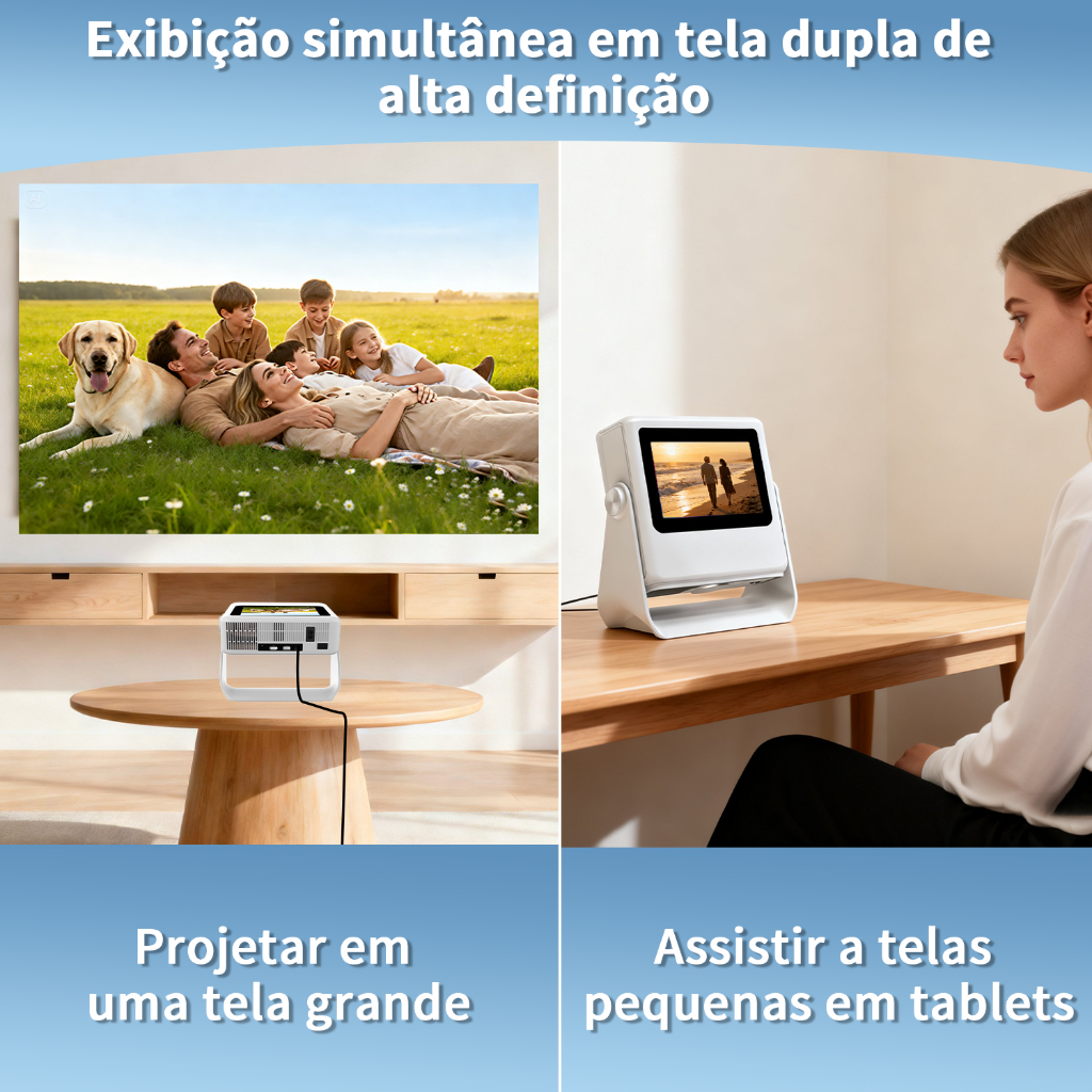A10Pro Projetor Inteligente com Resolução Nativa 1080P e Suporte 4K, 15.000 Lúmens, Android 13, WiFi6 e BT 5.2 — imagem 2 de 2