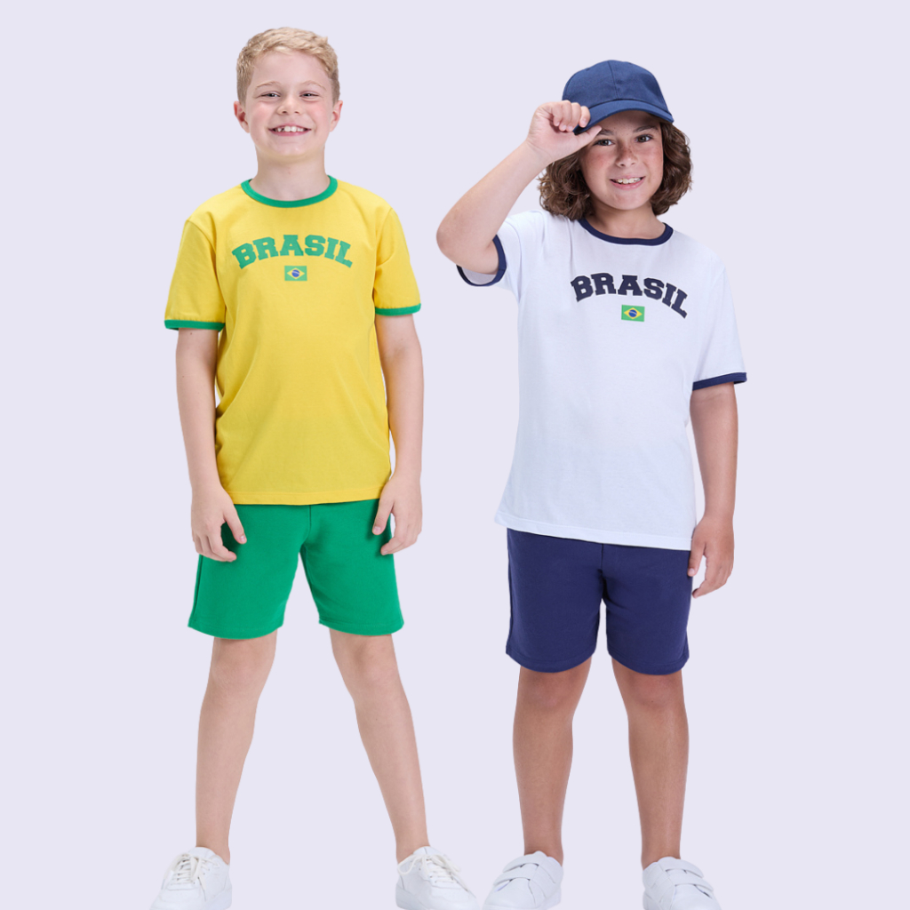 Conjunto Infantil Masculino Brasil Copa Verão em Oferta na Shopee