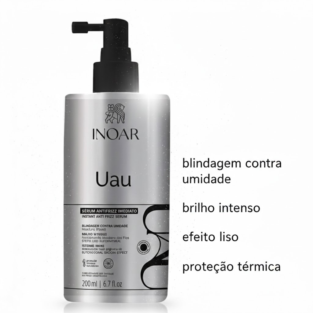 SÉRUM INOAR UAU ANTI-FRIZZ IMEDIATO BRILHO INTENSO 200ML em Oferta na Shopee