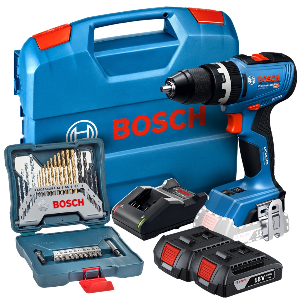 Furadeira GSB 18V-65 Bosch Com Jogo de Brocas e Bits X-Line 30 Peças em Oferta na Shopee