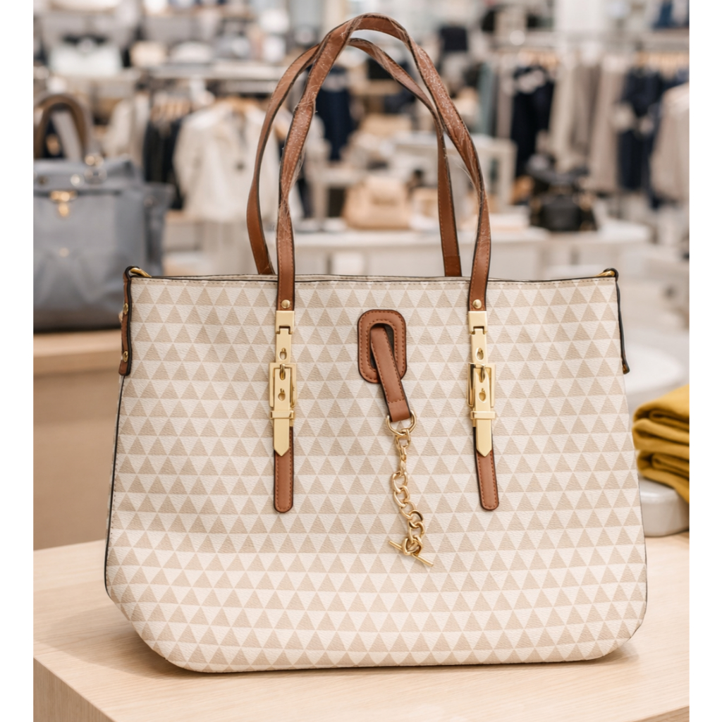 Bolsa Grande Feminina Luxo Triangulo Duas Alças Detalhes Dourados cores variadas em Oferta na Shopee