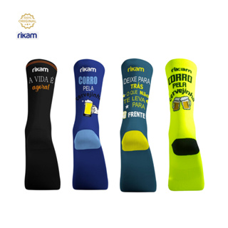 Meia Bike & Running Performance Masculina Cano Médio Elástico Frases - Rikam em Oferta na Shopee