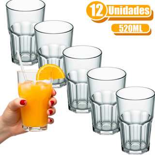 Jogo de Copos Long Drink Bristol 520ml Vidro Grosso Resistente Coliseu Grande Bebidas Buffet