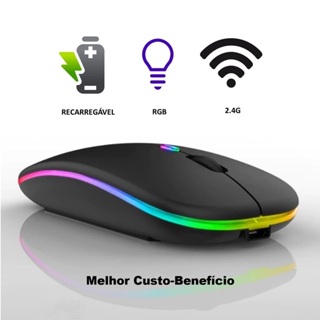 Mouse Sem Fio Wireless Recarregável RGB 2.4GHz 1600 DPI Ergonômico Promoção em Oferta na Shopee