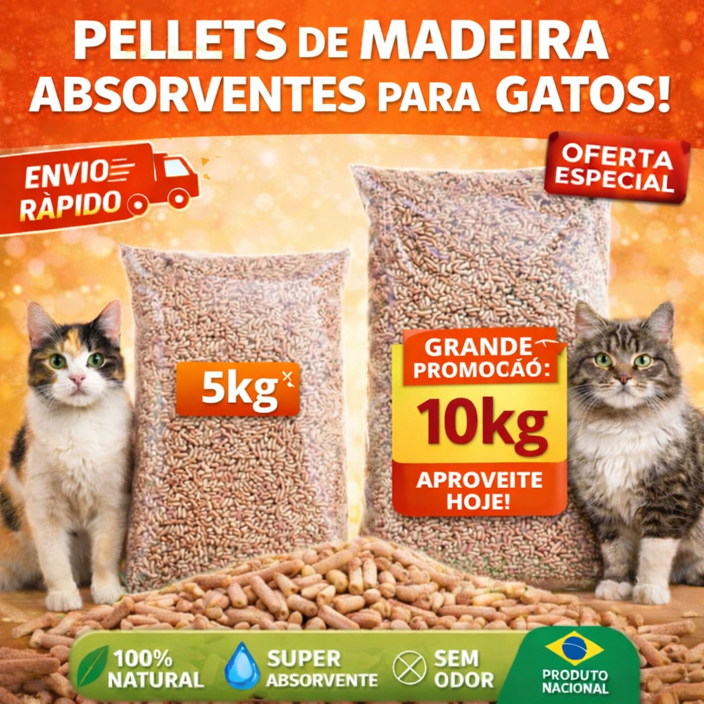 Areia Granulado de Madeira Higiênico Pellets para Gatos e Roedores