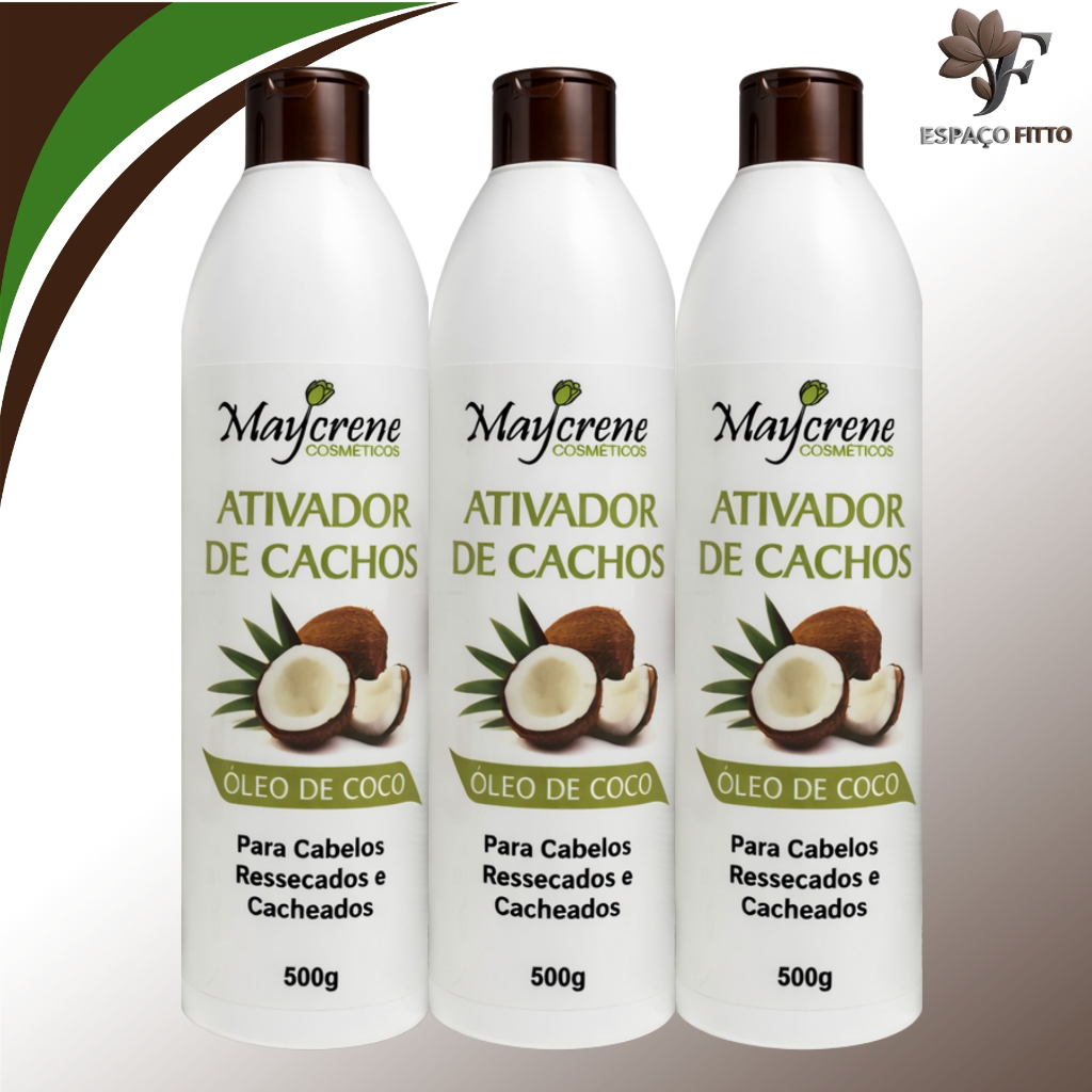 kit 3  Ativador óleo de coco (cachos) maycrene 500ml
