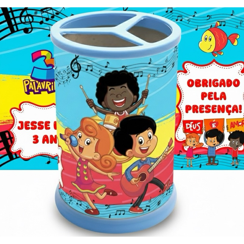 10 Porta Lápis Personalizado Lembrancinha 3 Palavrinhas Musical