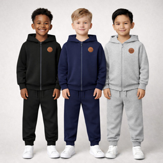 Kit 2 Conjuntos de Moletom Infantil Menino Zíper Básico Grosso Inverno Preto, Mescla e Azul Marinho em Oferta na Shopee