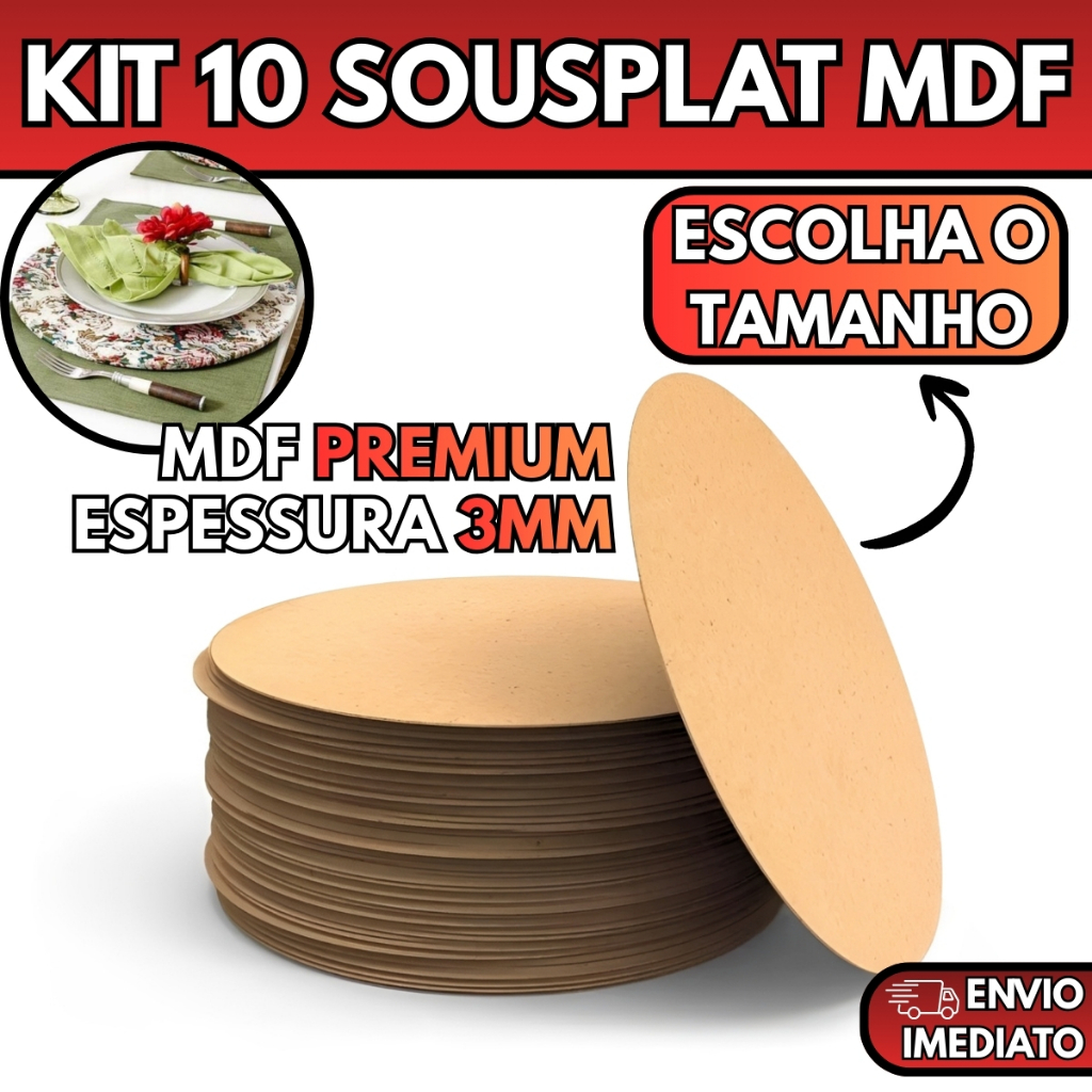 Kit 10 Base Para Sousplat Suplat Em MDF Vários Tamanhos Mesa Posta Jogo Americano Artesanato Pintura em Oferta na Shopee