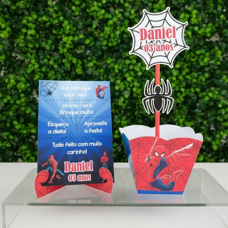 Kit Festa do Homem Aranha, caixa cachepô + placa de agradecimento, lembrancinhas de aniversário infantil homem aranha!