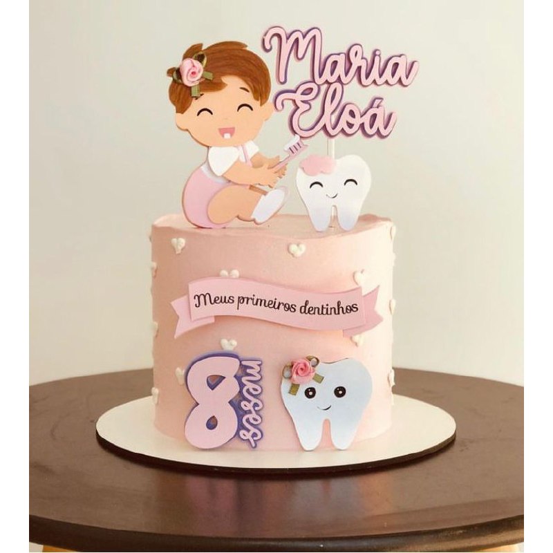 Topo Topper de bolo Meus primeiros dentinhos em Oferta na Shopee