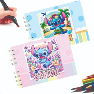 Livro de Colorir Stitch Infantil - 50 Folhas - Capa Dura em Oferta na Shopee