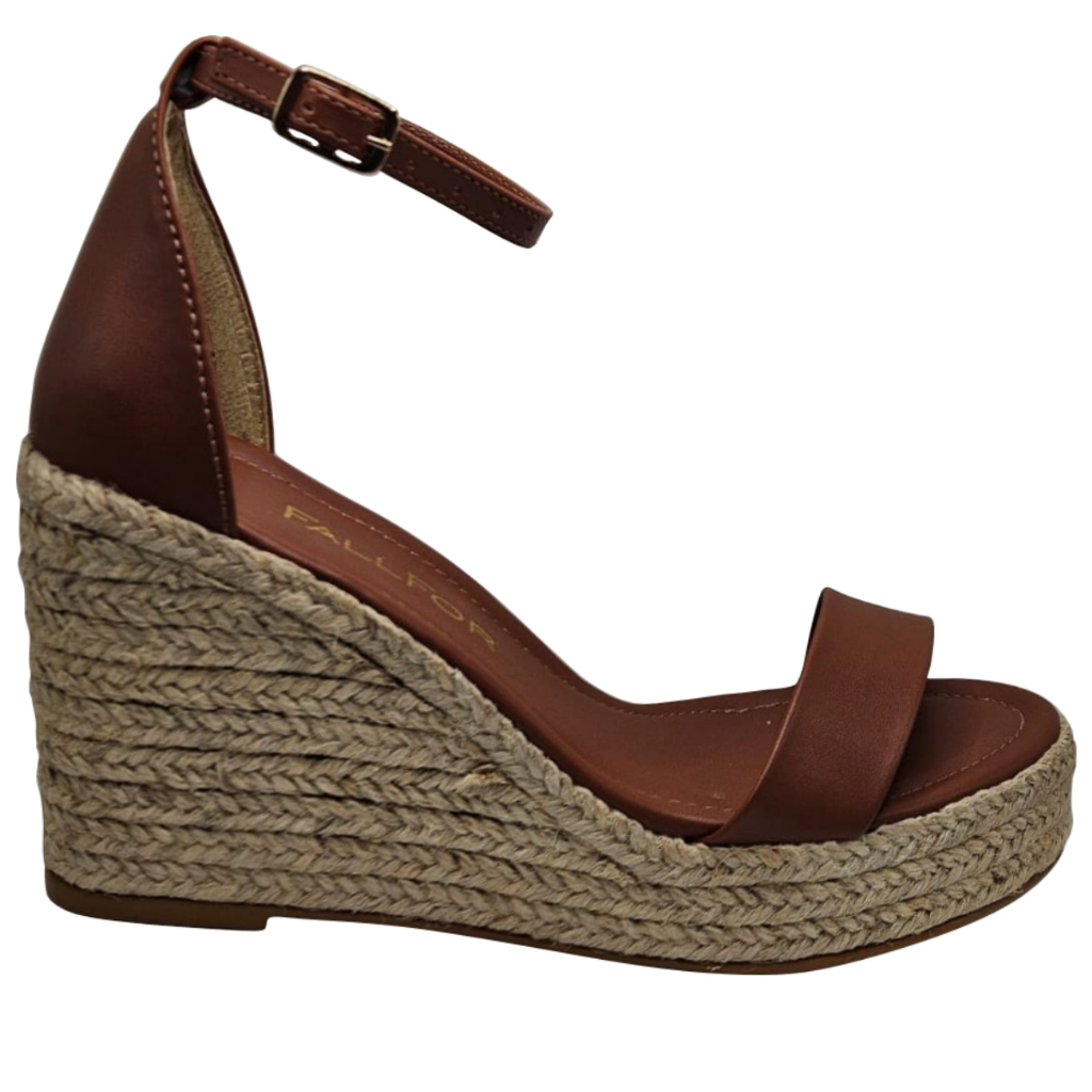 Sandália Feminina Anabela de Corda Natural Confort