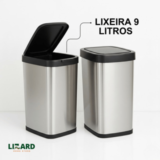 Lixeira 9L Tipo Inox com Tampa Click e Fácil Limpeza para Cozinha e Banheiro em Oferta na Shopee