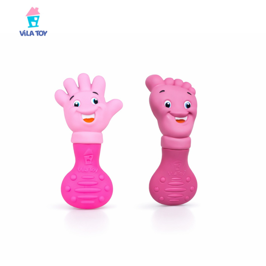 Mordedor Para Bebê Silicone Macio | Kit Mãozinha e Pezinho Rosa em Oferta na Shopee