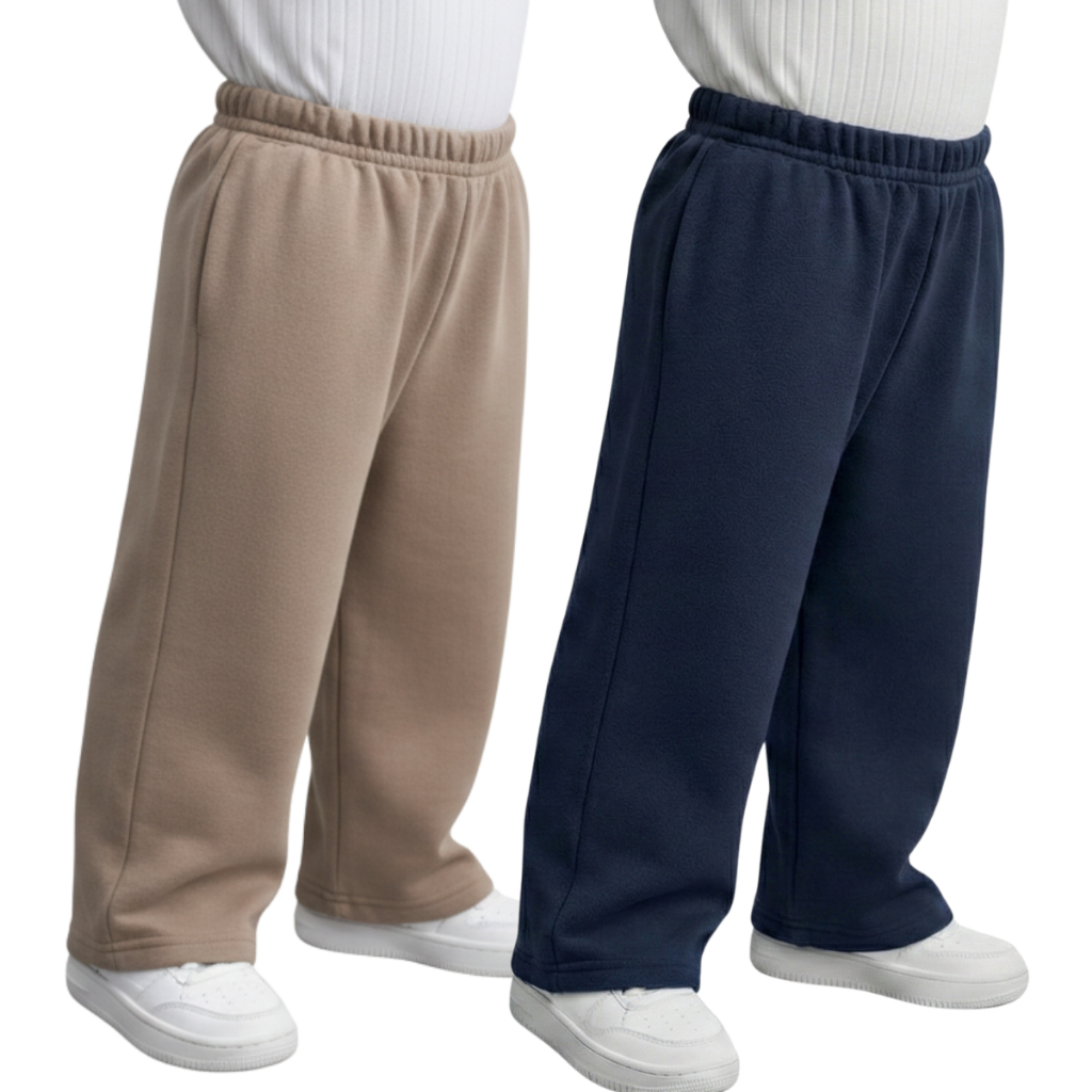 Kit 2 Calça Infantil Moletom Peluciado Inverno Reta Unissex Conforto
