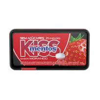 KIT 2 Bala Pastilha Mentos Kiss Portátil Sabor Morango Sem Açúcares 25 Unidades Cada 17,5g