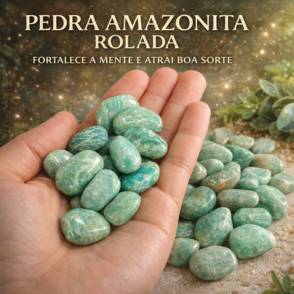Pedra Amazonita Rolada Natural 2cm Amuleto da Sorte Proteção Energia Positiva Cristal Original