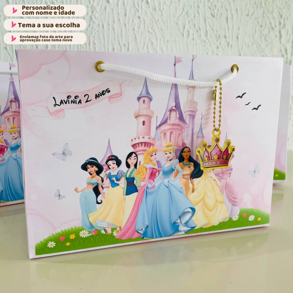 Sacolinha Surpresa Princesas Personalizada com Nome e Idade | Lembrancinha Festa Infantil