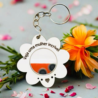 KIT Chaveiro Flor INCRÍVEL com Espelho  MDF BC, decoração, mãe, dia das mulheres em Oferta na Shopee