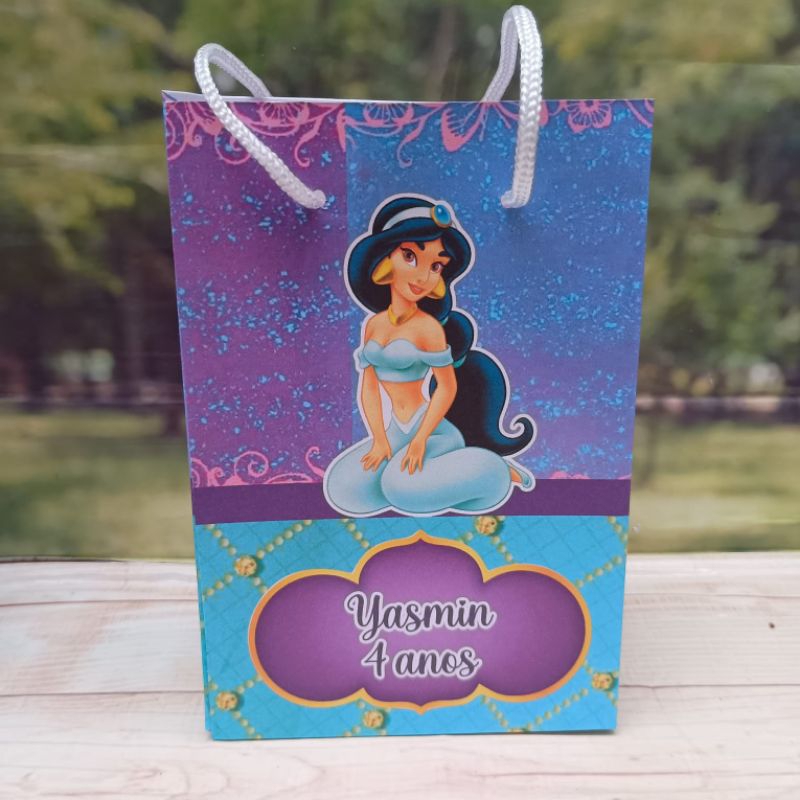 PEGUE E MONTE - Sacolinhas Princesa Jasmine  personalizadas tamanho P/ lembrancinhas - Sacolinhas - Aniversário