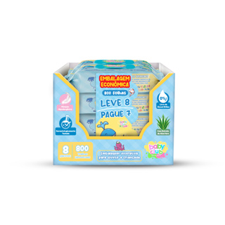 8 LENÇOS UMEDECIDOS BABY CLUB COM 100 FOLHAS  CADA - LEVE 8 PAGUE 7 em Oferta na Shopee