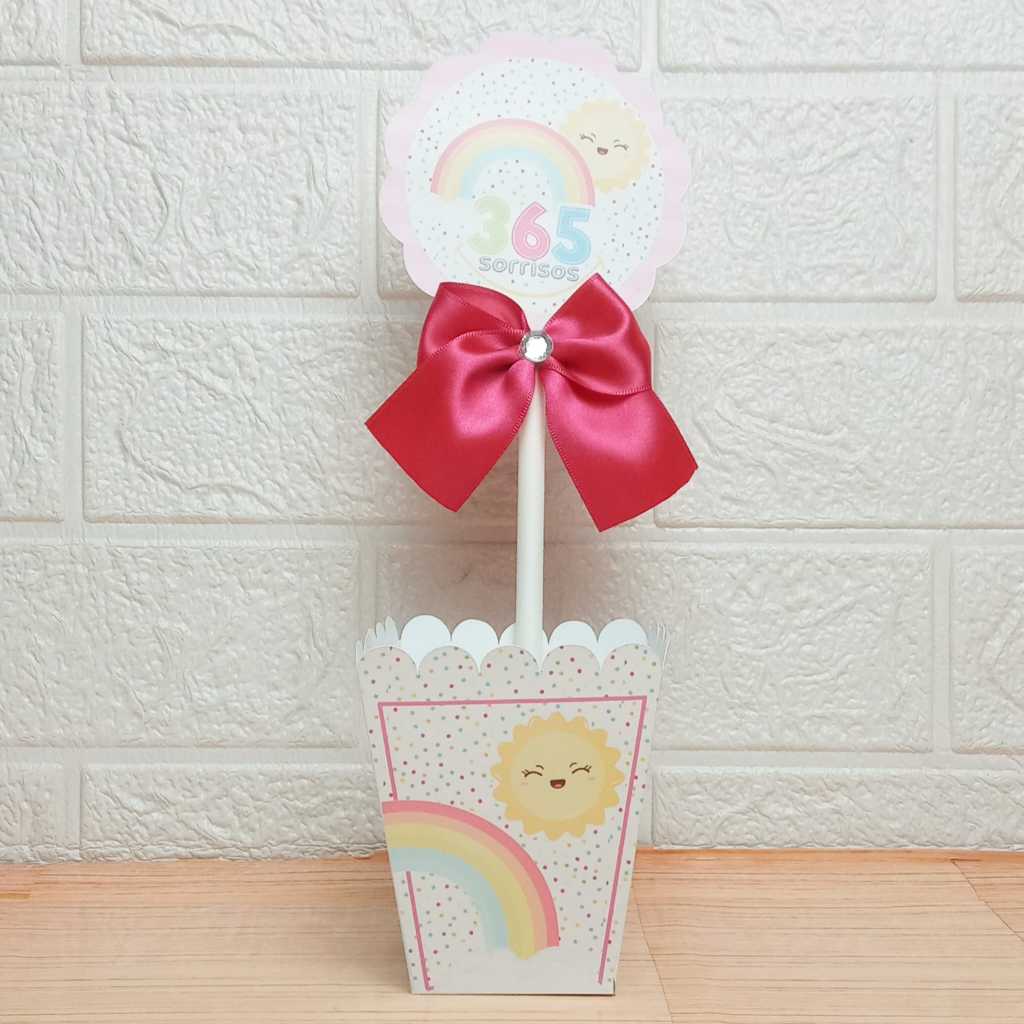 Centro de Mesa Personalizada - Cachepô - Semi-Montadas - Lembrancinha para Festas - 365 Sorrisos Menina