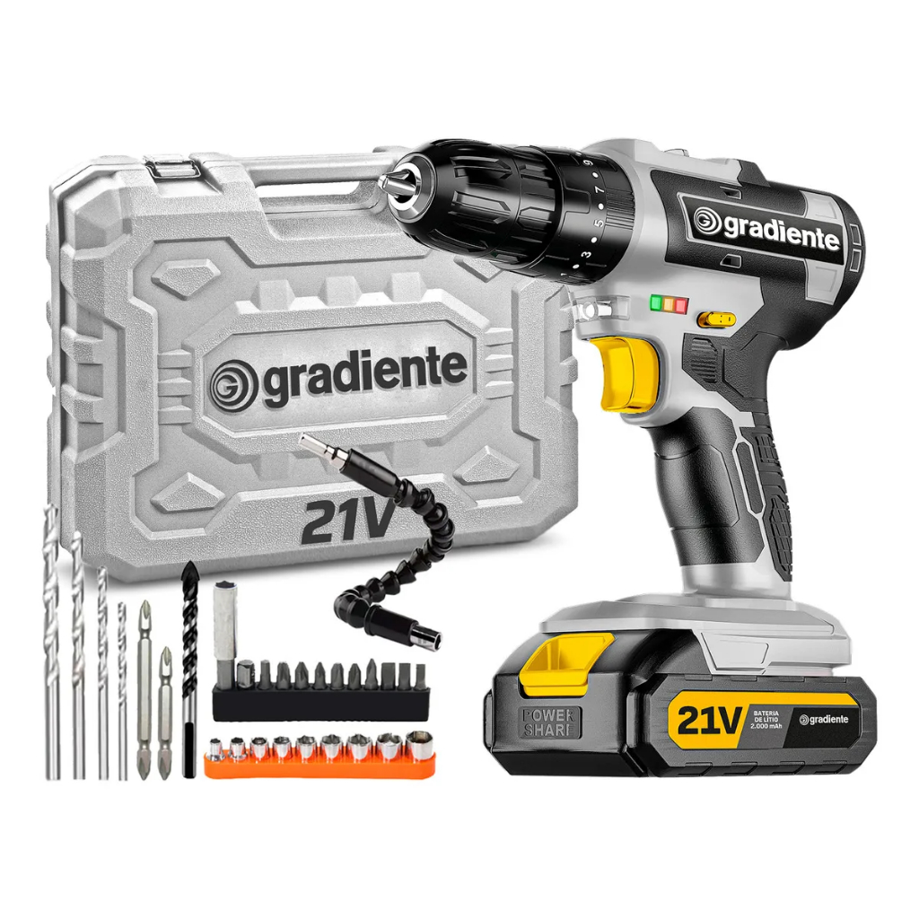 Parafusadeira E Furadeira Impacto Gradiente Gpb21vw 21v 3/8 Frequência 50/60 Hz 110v/220v em Oferta na Shopee