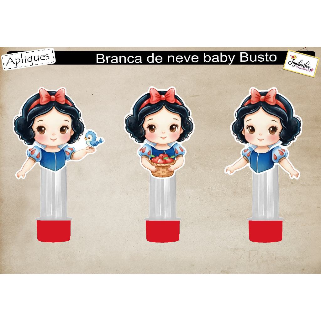 APLIQUE RECORTADO PARA TUBETES - BUSTO BRANCA DE NEVE BABY - TUBETES, DECORAÇÃO, FESTA, ANIVERSÁRIOS