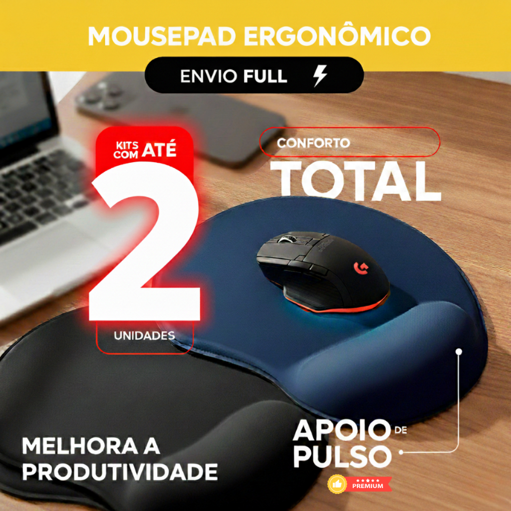 Mouse ergonômico Kit 2 desk pad escritório Suporte Antiderrapante Mousepad 2 Cores Para Computadores