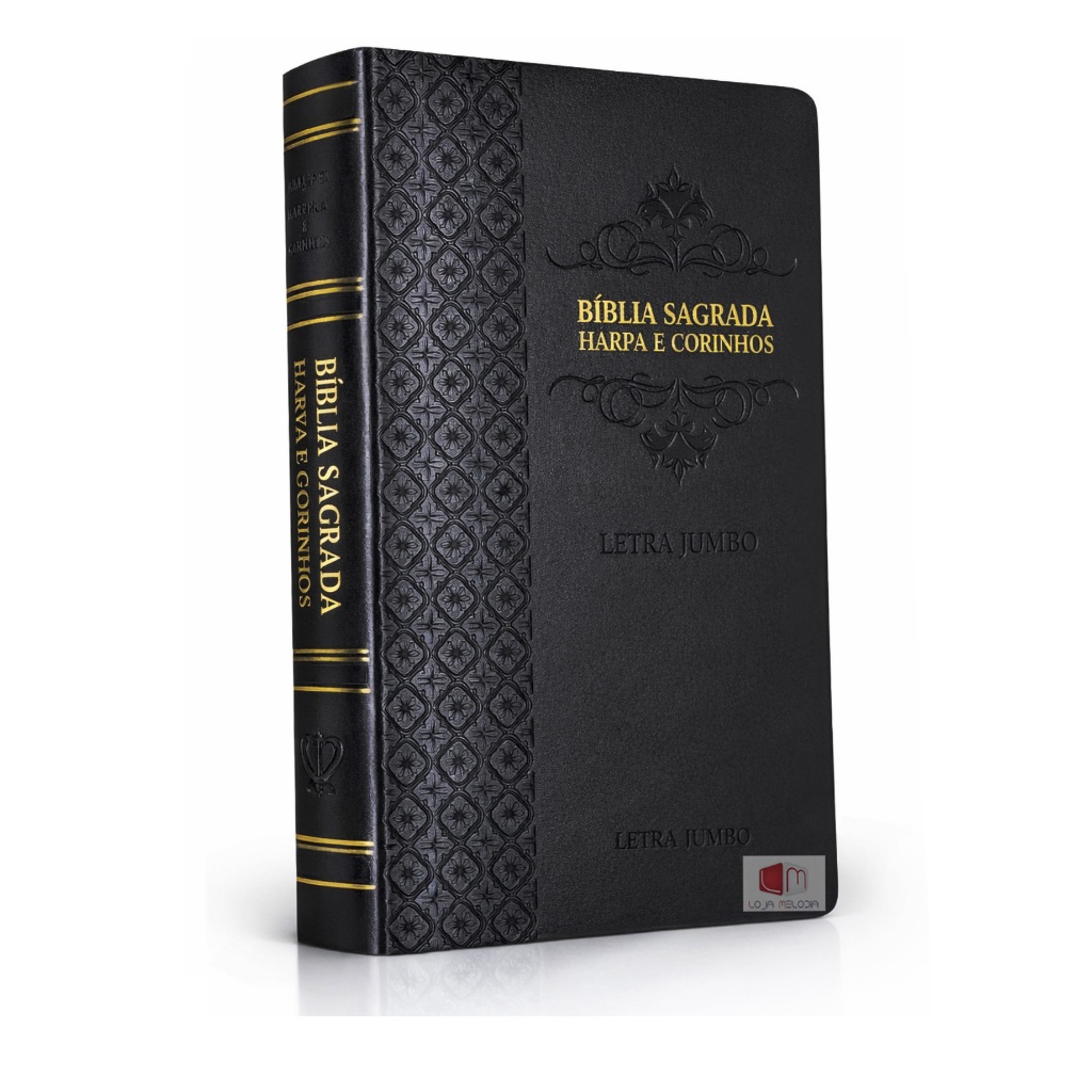 Bíblia Sagrada Gigante Letra Jumbo ARC Almeida Revista Corrigida com Harpa Capa Arabesco Preta