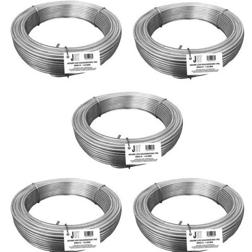 Kit com 5 Kg de Arame Liso Galvanizado - BWG16-1,65MM - JST
