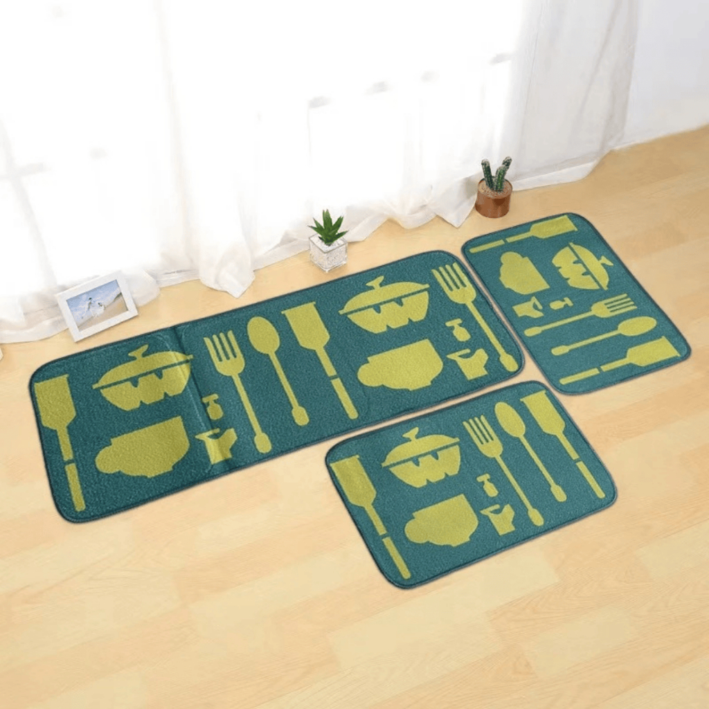 Imagem Jogo Cozinha Passadeira 3 Peças Kitchen Mat Antiderrapante Várias Estampas